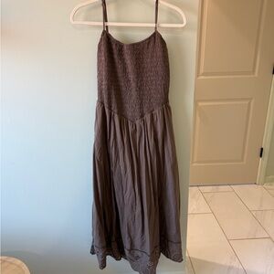 100%cotton Brown Sleeveless Maxi Dress